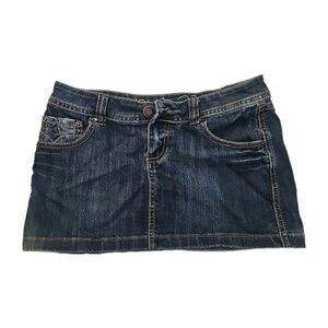 Vintage Rue21 Skirt Womens 1/2 Denim Micro Mini Dark Wash Y2K EUC Cute